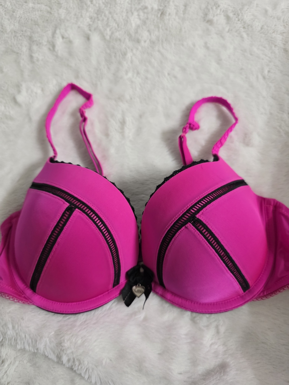La SENZA Hot Pink Push-Up Bra with Black Trim - Beyond Cleavage